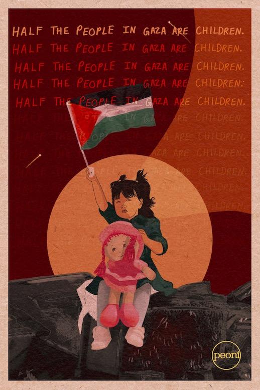 Half the People in Gaza (by Peoni - 2023)