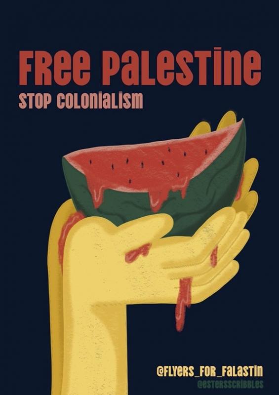 Stop Colonialism (by @estersscribbles - 2023)