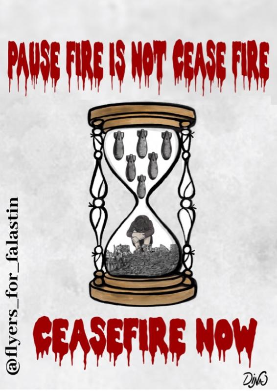 Pause Fire Is Not Cease Fire  (by @dinalnatourdesign - 2024)