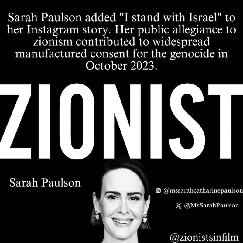 Sarah Paulson - Zionist (by Research in Progress  - 2024)