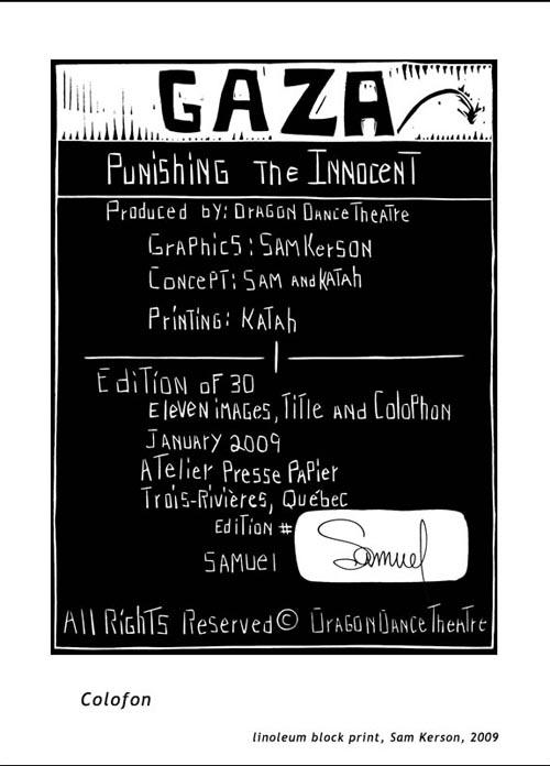 Gaza - Punishing The Innocent - Colofon (by Katah , Sam Kerson - 2009)