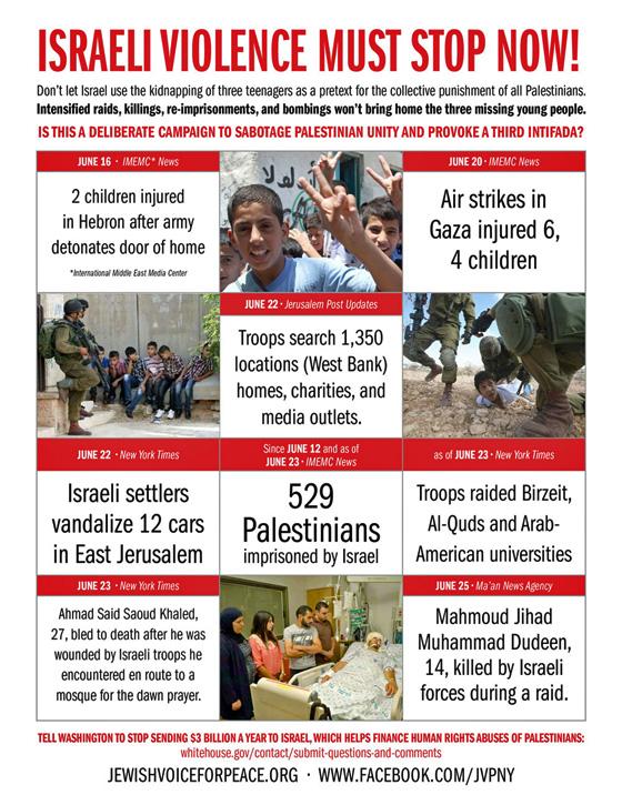 Israeli Violence Must Stop Now! (by Sarah Sills - 2014)